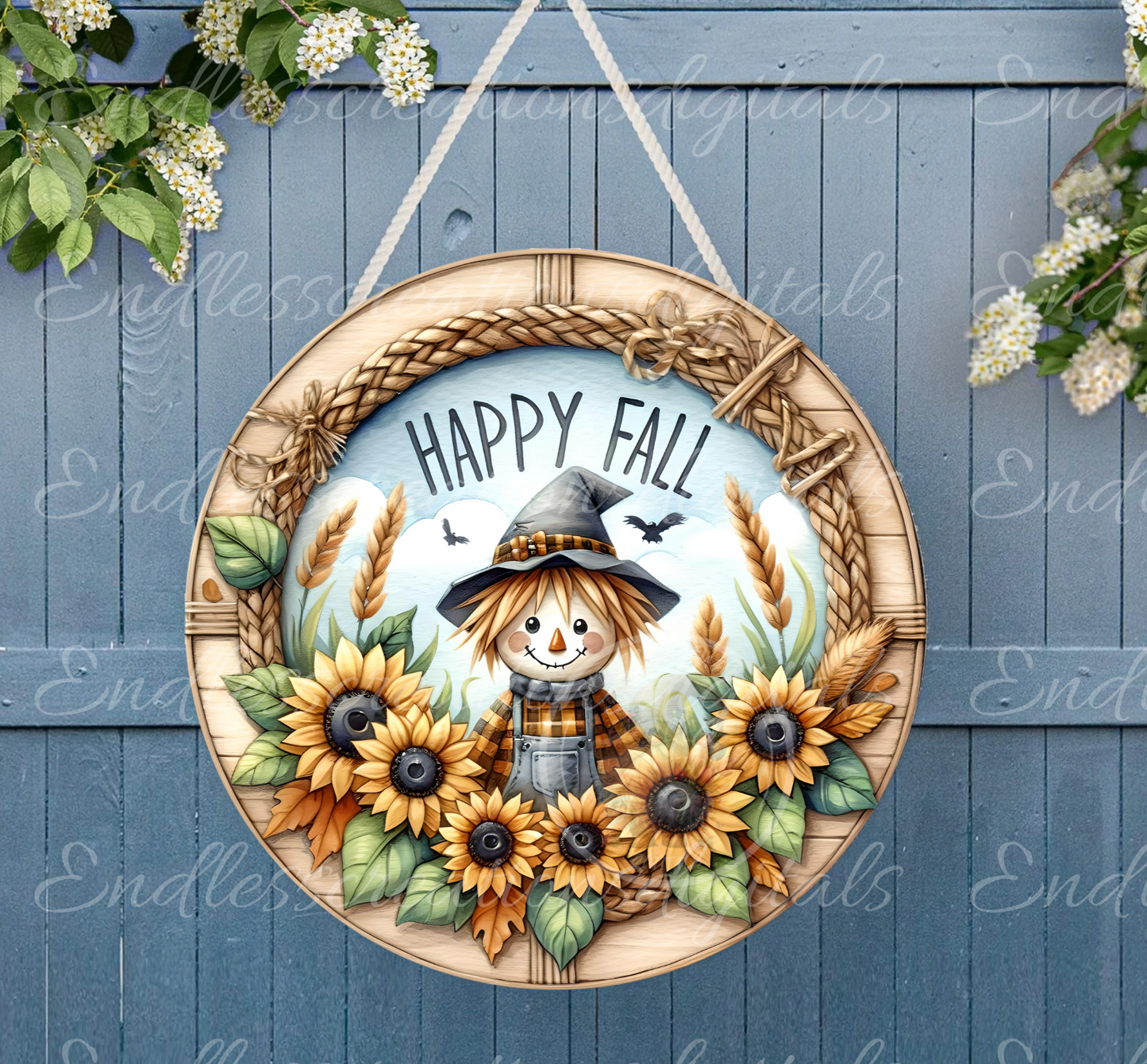 HAPPY FALL SUNFLOWER SCARECROW