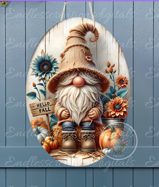 HELLO FALL GNOME OVAL DIGITAL