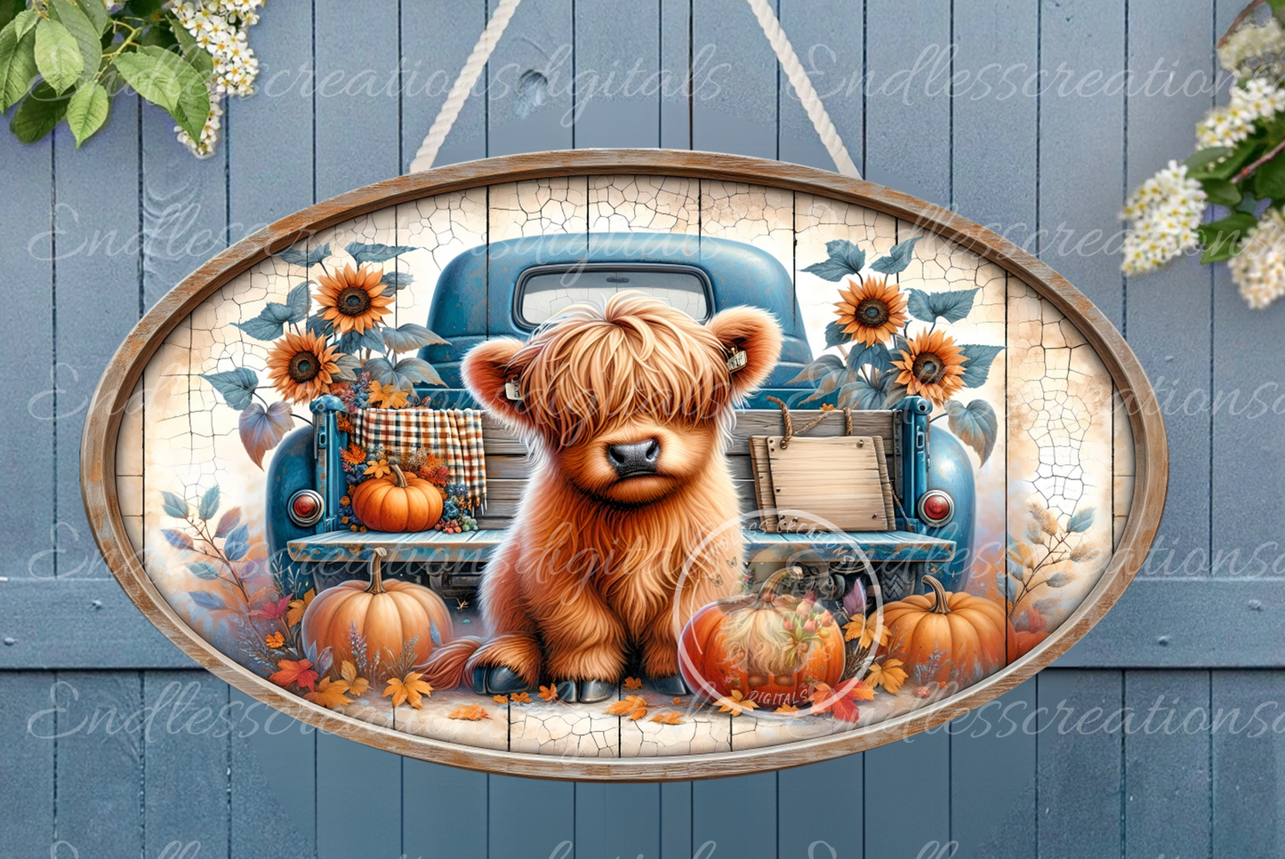 FALL BLUE TRUCK OVAL DIGITAL