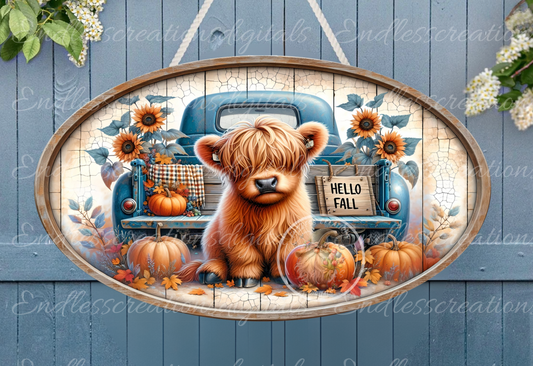 FALL BLUE TRUCK OVAL DIGITAL