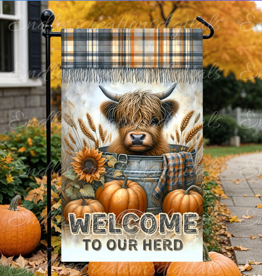 WELCOME TO OUR HERD GARDEN FLAG