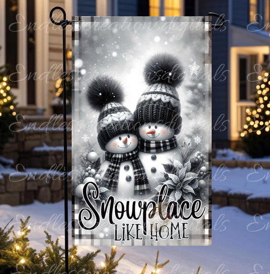 SNOWPLACE LIKE HOME WINTER GARDEN FLAG