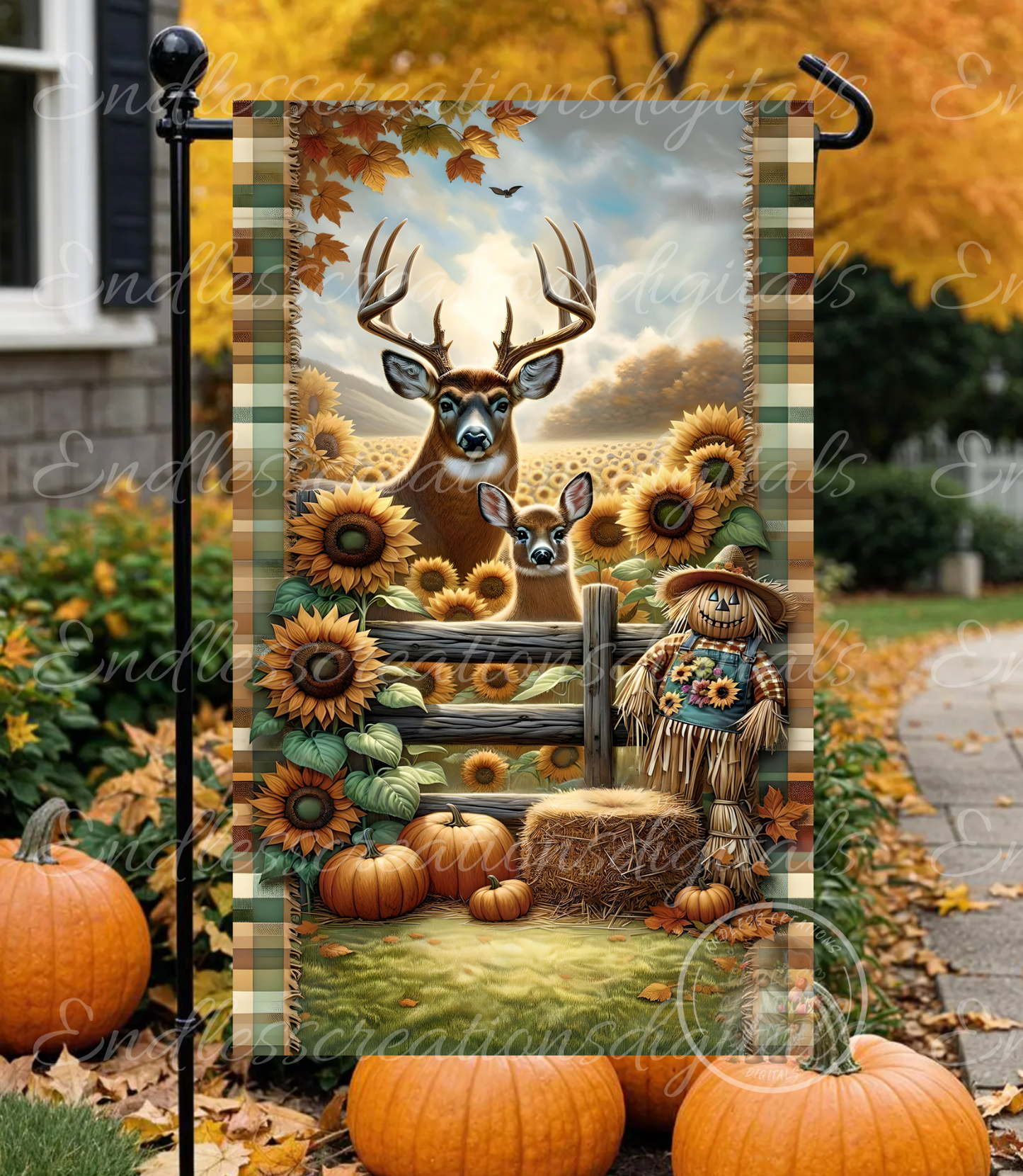WELCOME FALL DEER GARDEN FLAG