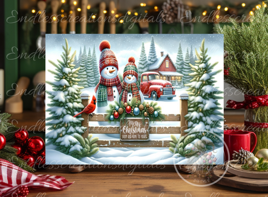 SNOWMAN COUPLE WINTER RECTANGLE/TINS