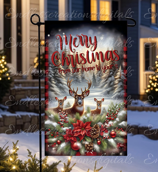 MERRY CHRISTMAS DEER GARDEN FLAG