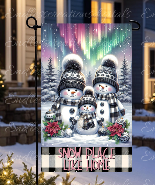 SNOW PLACE LIKE HOME GARDEN FLAG