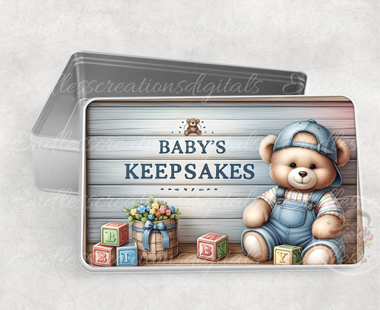 BABY BOY KEEPSAKES RECTANGLE/TIN