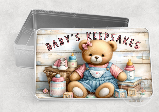 BABY GIRL KEEPSAKE RECTANGLE/TIN