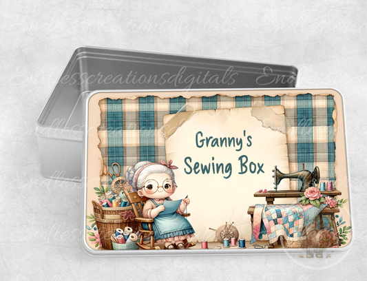 GRANNY'S SEWING BOX RECTANGLE/TIN