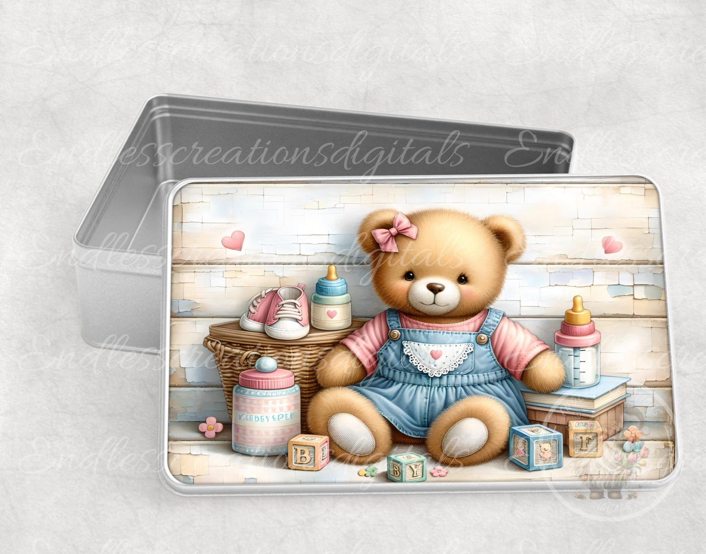 BABY GIRL KEEPSAKE RECTANGLE/TIN
