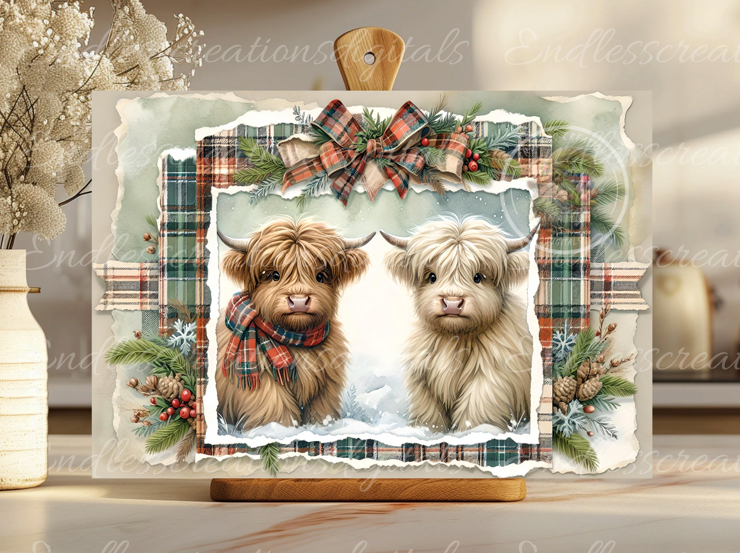 WINTER HIGHLAND COWS TIN/RECTANGLE