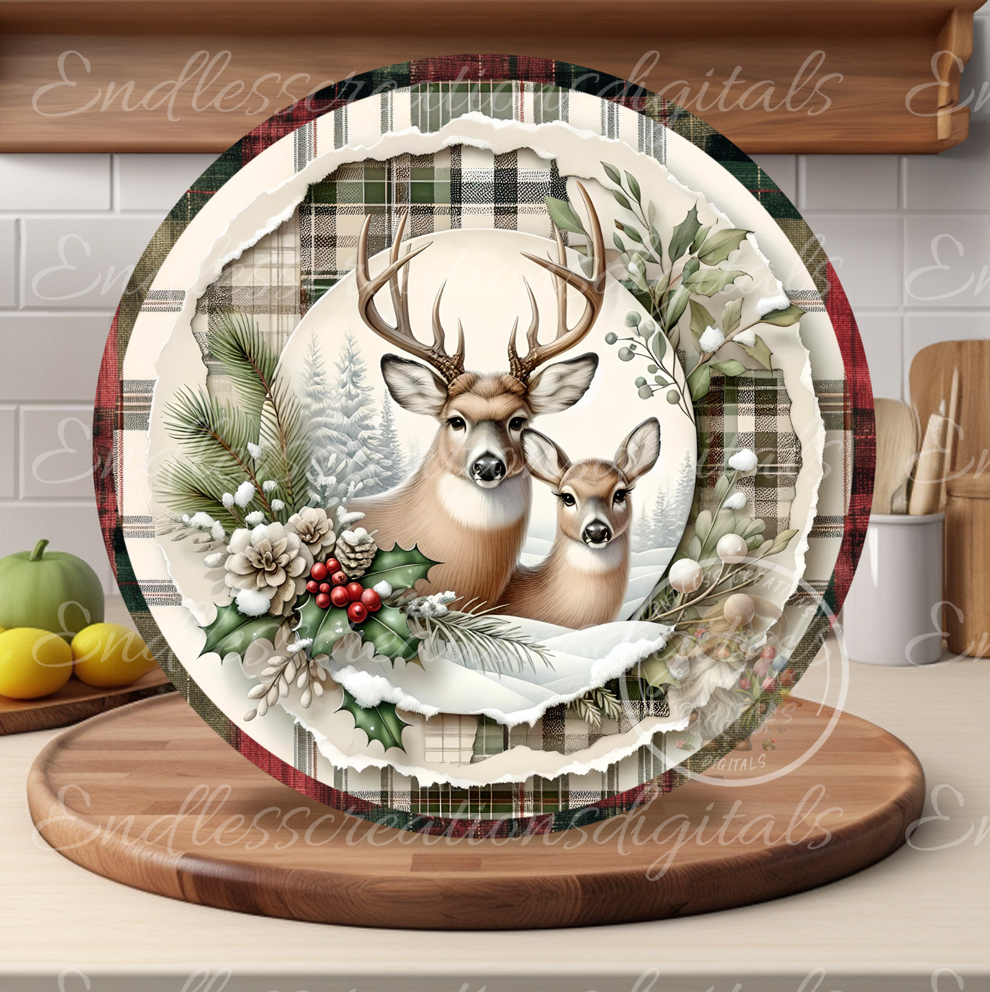 WINTER DEER BUNDLE WITH CLOCK DESIGN