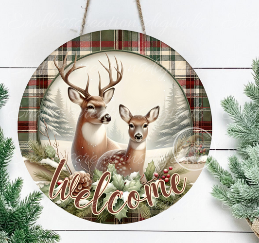 WINTER DEER COUPLE ROUND