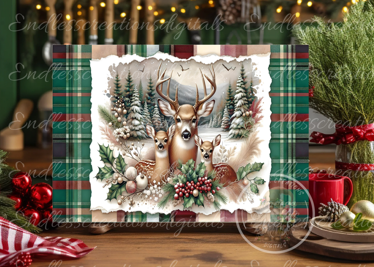 WINTER DEER RECTANGLE/TIN