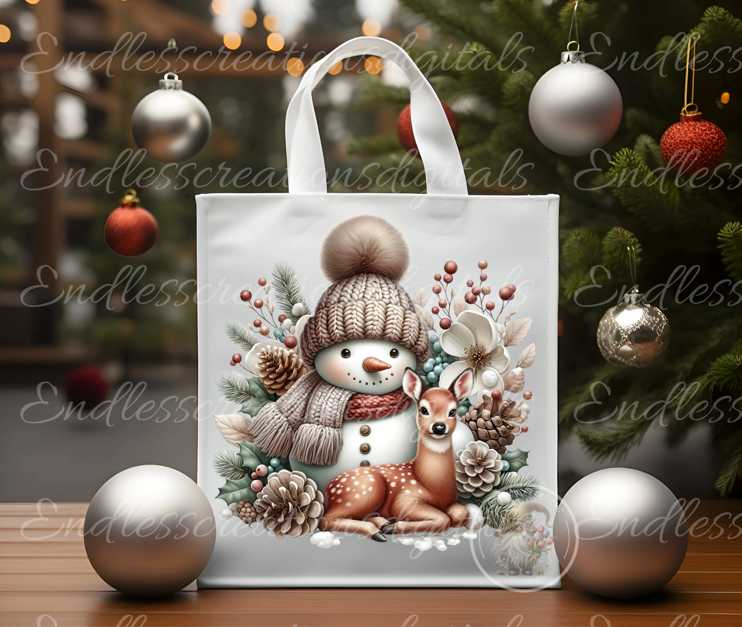 WINTER SNOWMAN WITH DEER TRANSPARENCIES