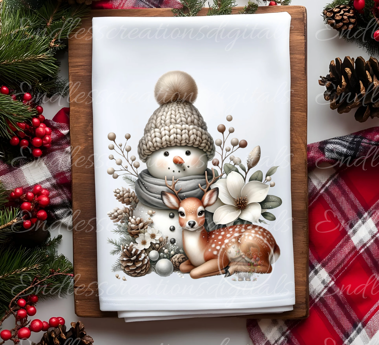 WINTER SNOWMAN WITH DEER TRANSPARENCIES