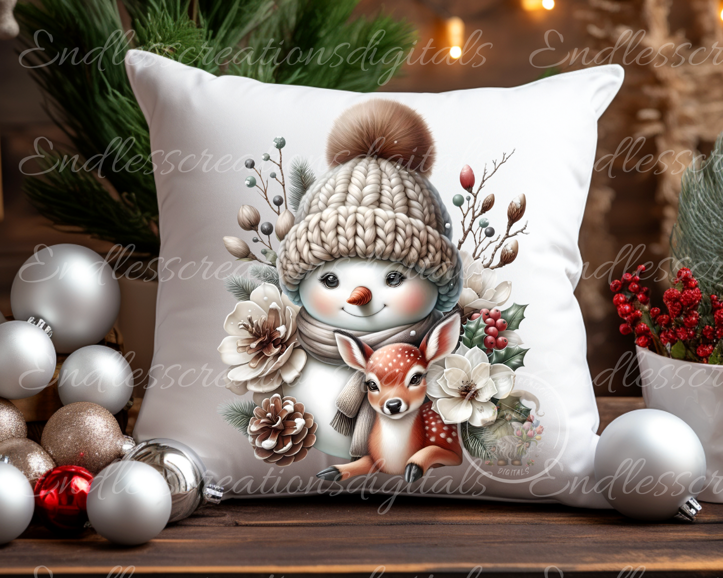 WINTER SNOWMAN WITH DEER TRANSPARENCIES