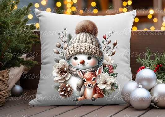 WINTER SNOWMAN WITH DEER TRANSPARENCIES