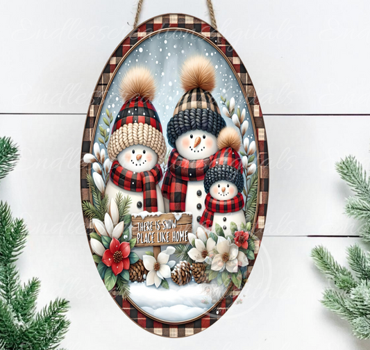 SNOWMAN FAMILY WINTER HOME OVAL DIGITAL