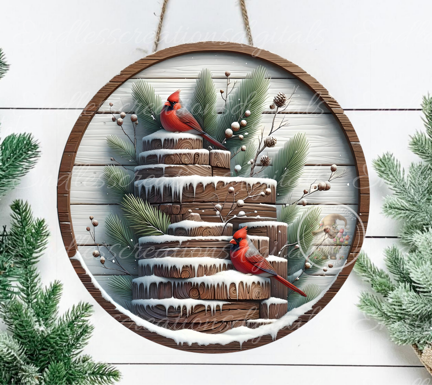 WINTER CARDINAL PAIR CLOCK DESIGN
