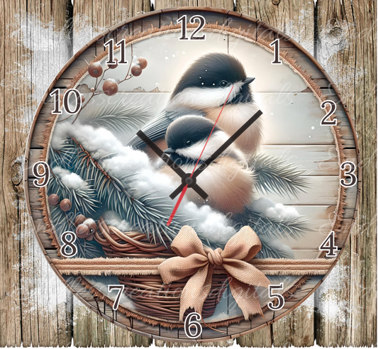 WINTER PAIR OF CHICKADEES CLOCK DESIGNS
