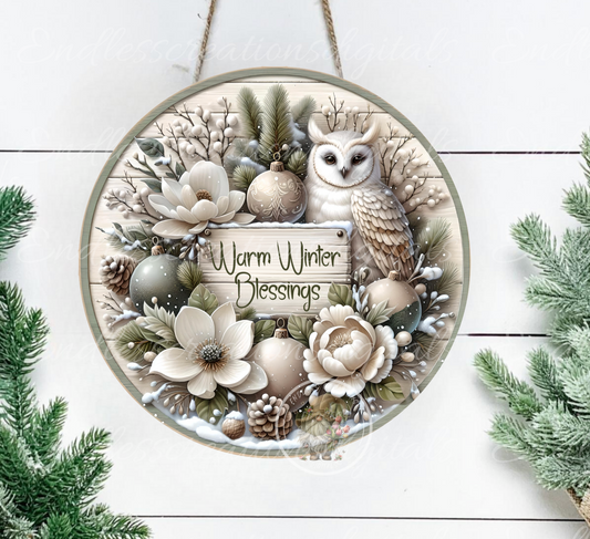 WARM WINTER BLESSINGS WINTER SNOW OWL