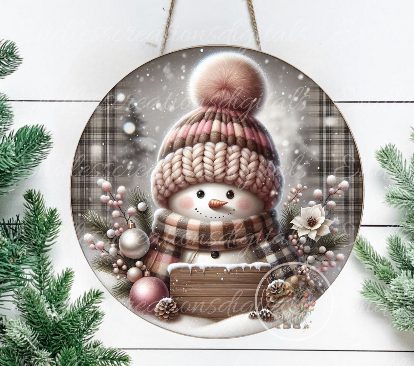 PINK LET IT SNOW WINTER SNOWMAN