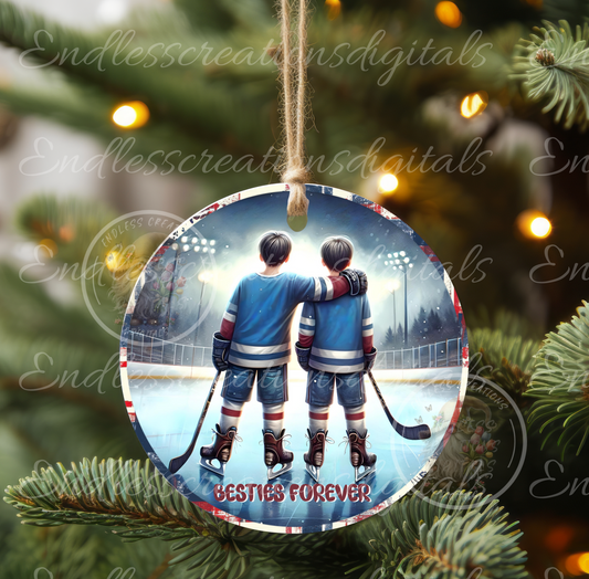 HOCKEY BESTIES ORNAMENT/GIFT TAG