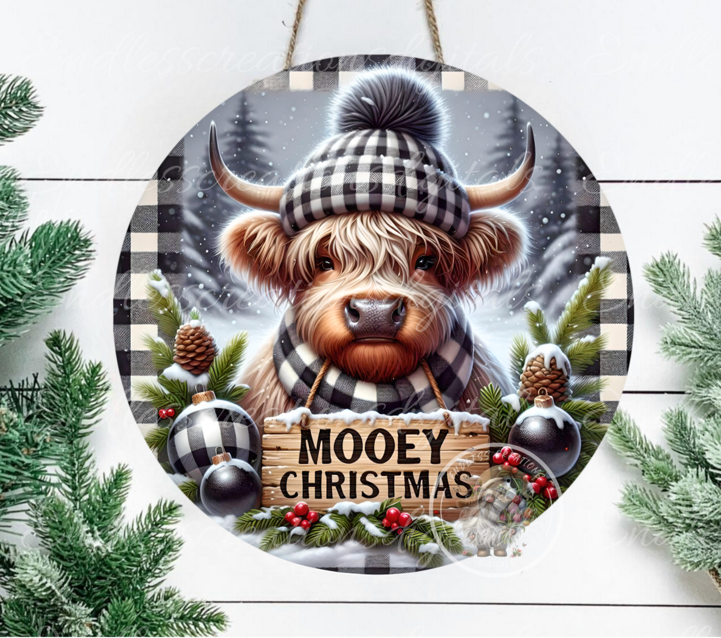 FARMHOUSE STYLE MOOEY CHRISTMAS HIGHLAND COW