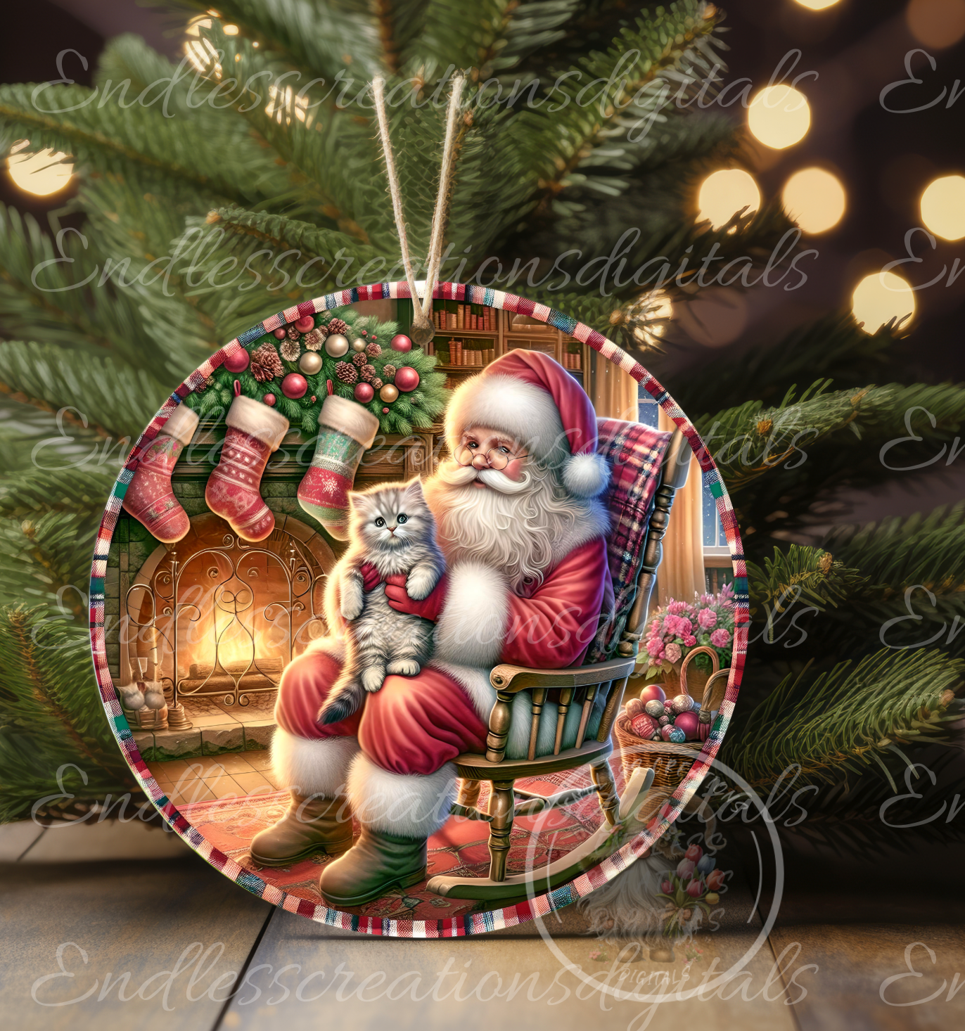 SANTA AND KITTEN CHRISTMAS ROUND