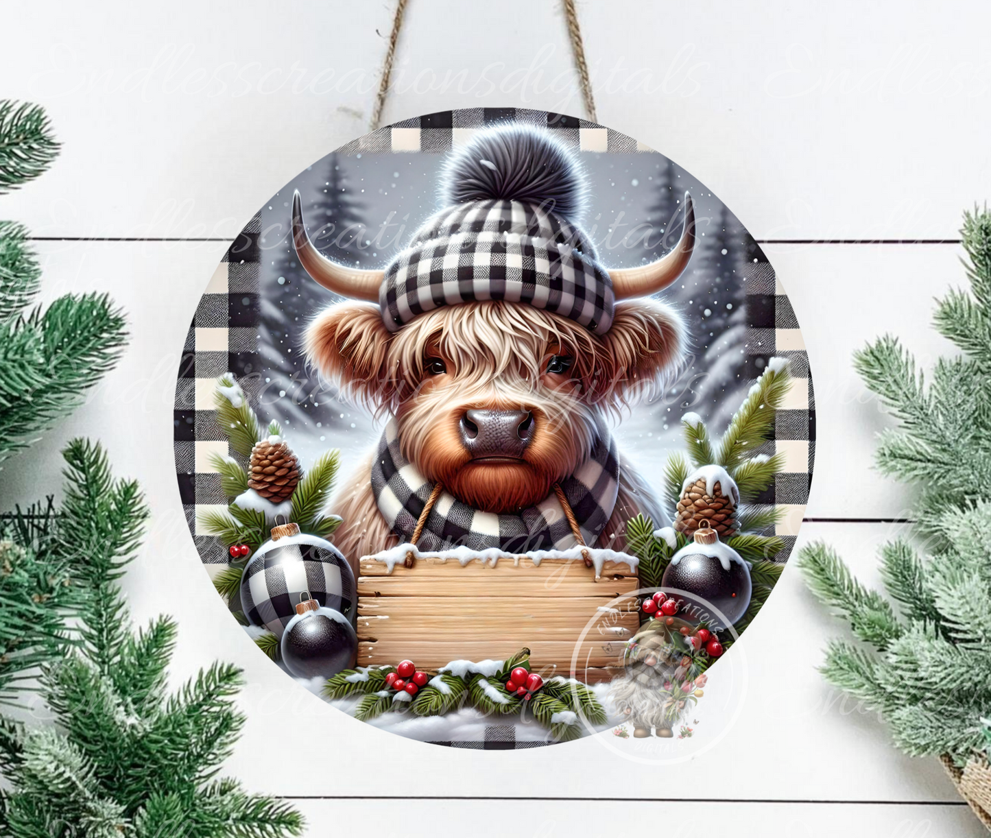 FARMHOUSE STYLE MOOEY CHRISTMAS HIGHLAND COW