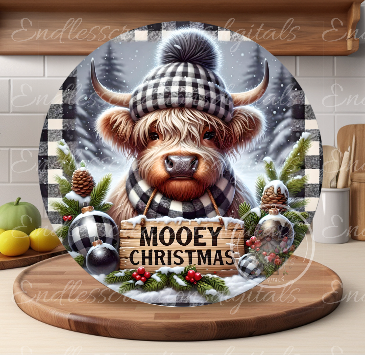 FARMHOUSE STYLE MOOEY CHRISTMAS HIGHLAND COW