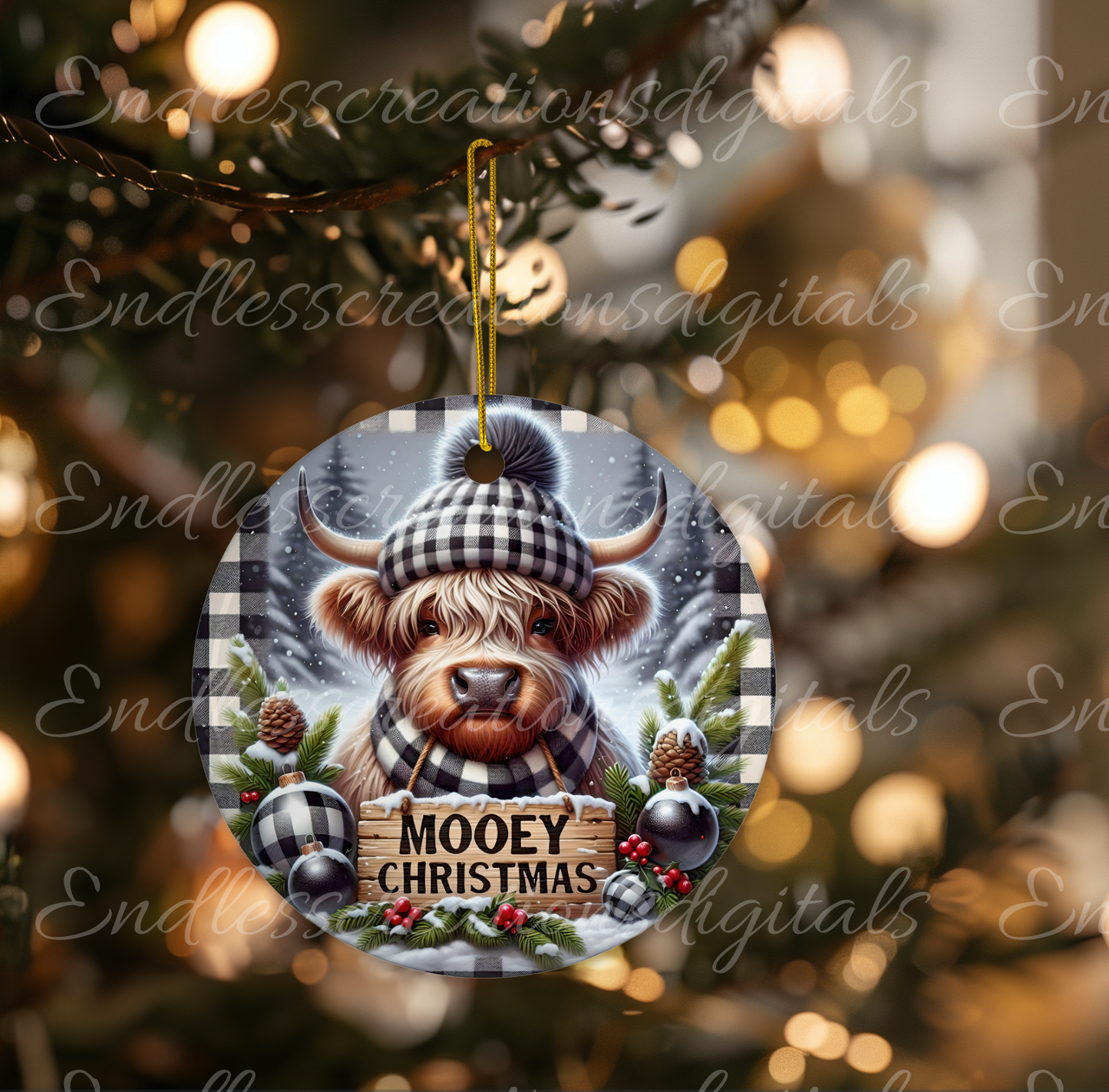 FARMHOUSE STYLE MOOEY CHRISTMAS HIGHLAND COW