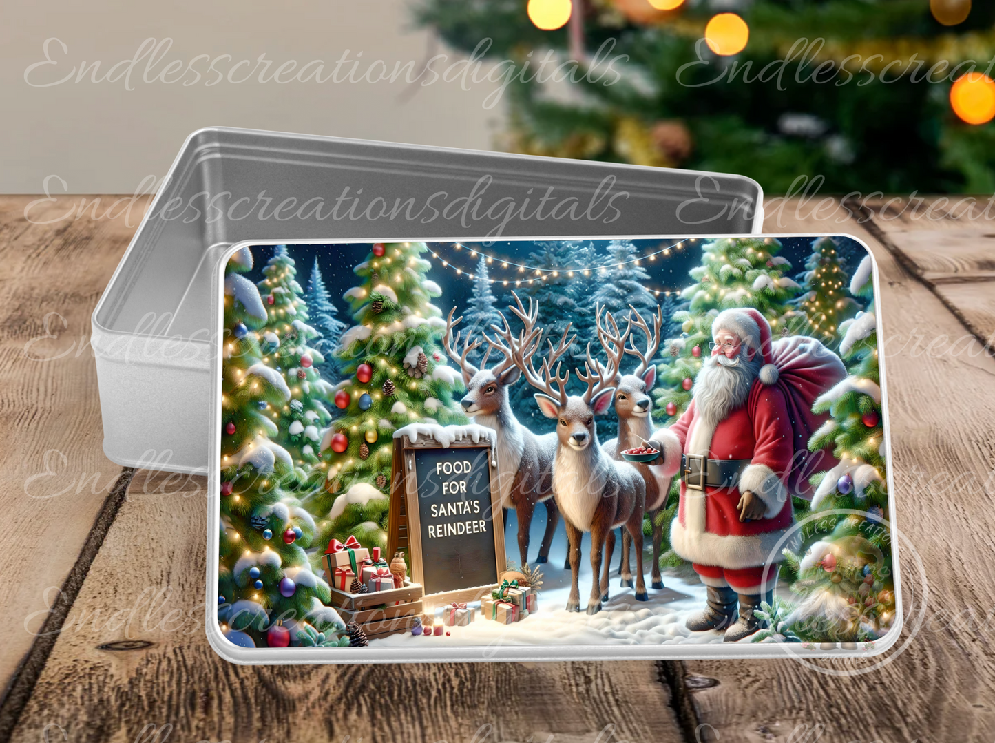 FOOD FOR SANTA'S REINDEER RECTANGLE/TINS