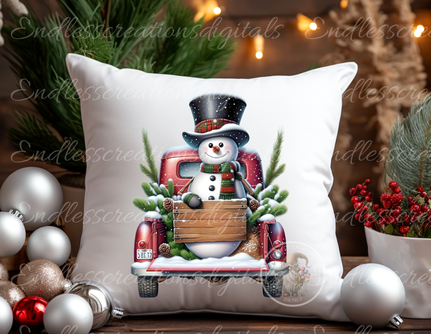 SNOWMAN IN RED TRUCK WINTER TRANSPARENCIES