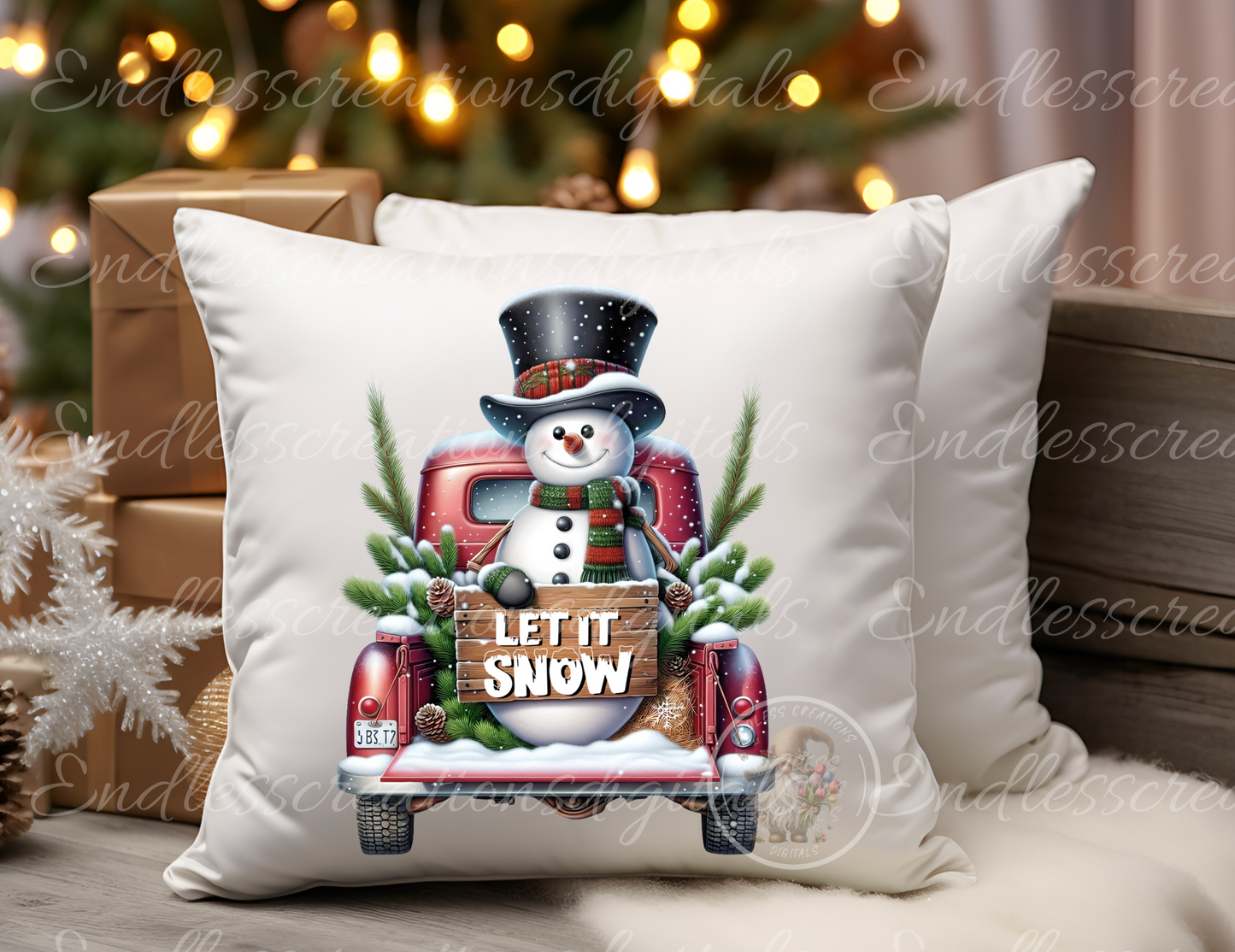SNOWMAN IN RED TRUCK WINTER TRANSPARENCIES