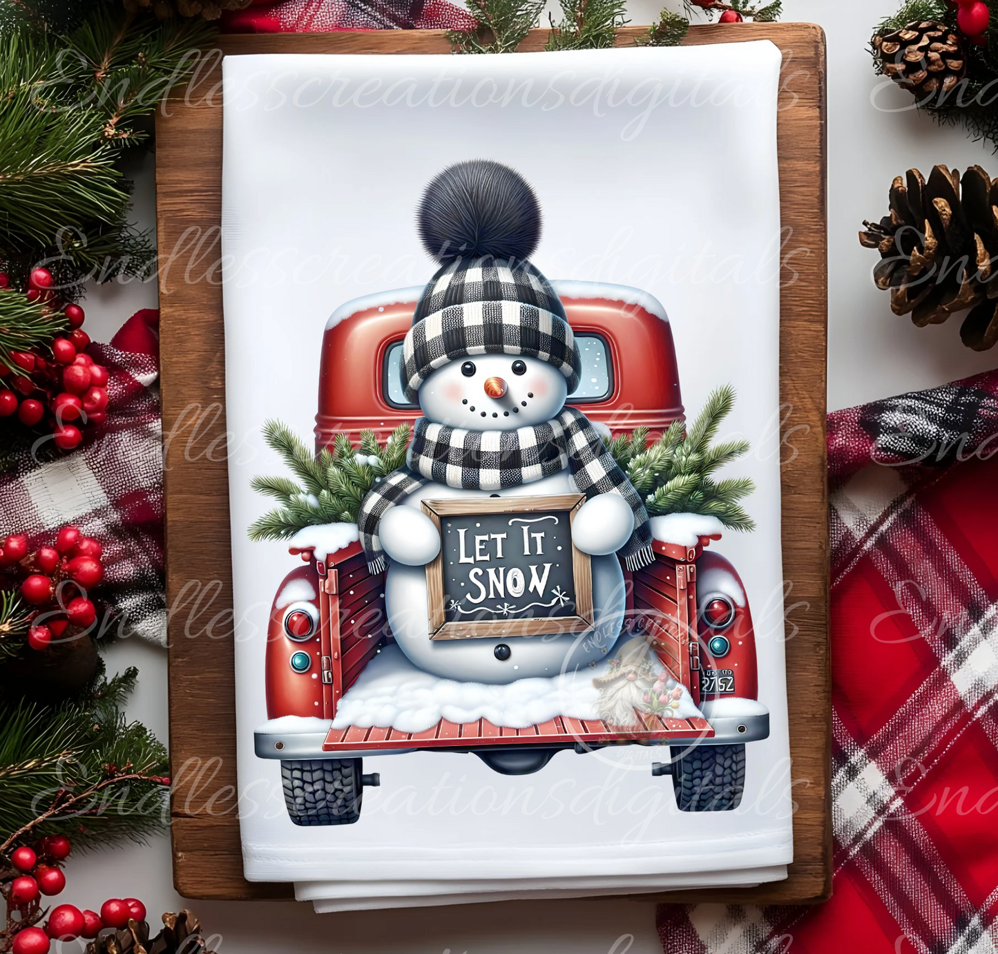 SNOWMAN IN RED TRUCK WINTER TRANSPARENCIES