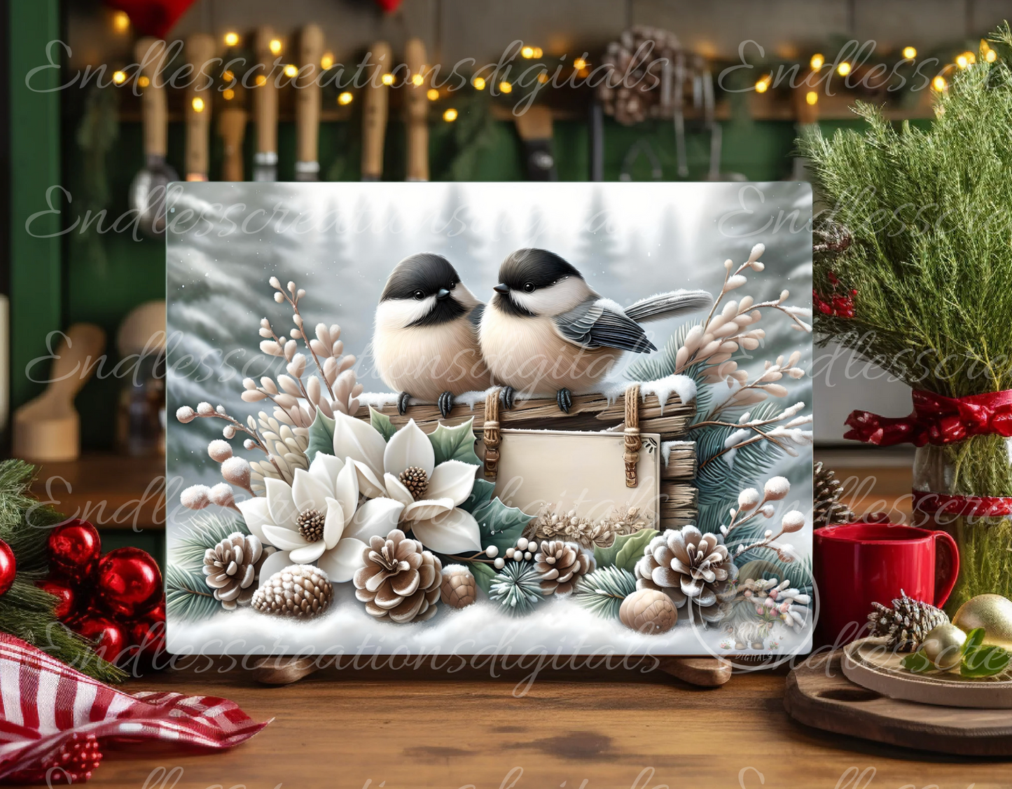 WINTER BLESSINGS CHICKADEES RECTANGLE/TINS