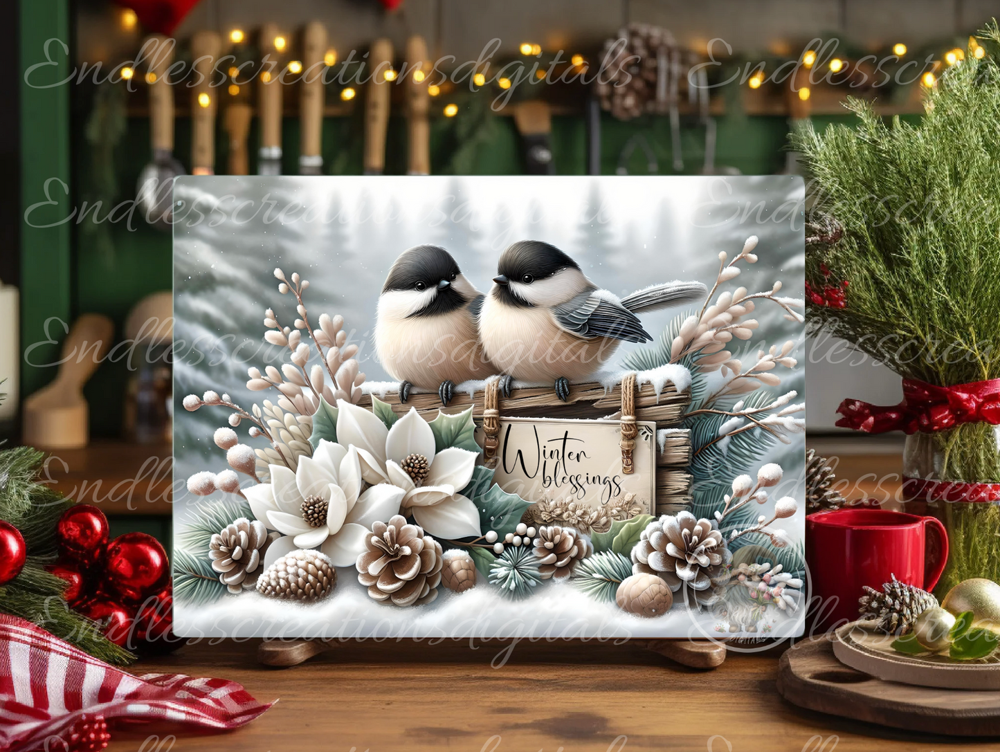 WINTER BLESSINGS CHICKADEES RECTANGLE/TINS