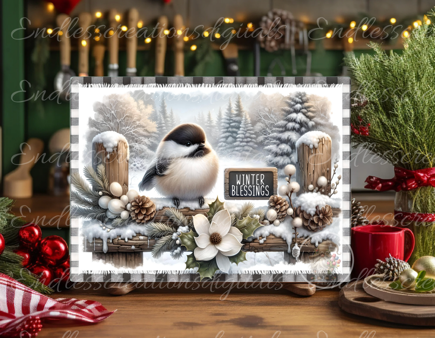 WINTER BLESSINGS CHICKADEES RECTANGLE/TINS