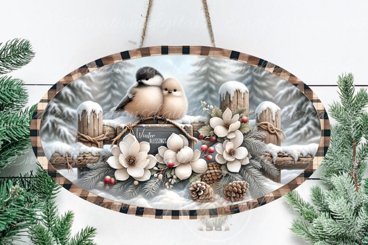 CHICKADEE WINTER WIDE OVAL DIGITALS