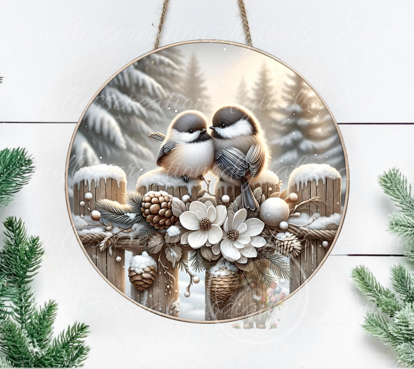 WINTER CHICKADEES CLOCK DESIGN