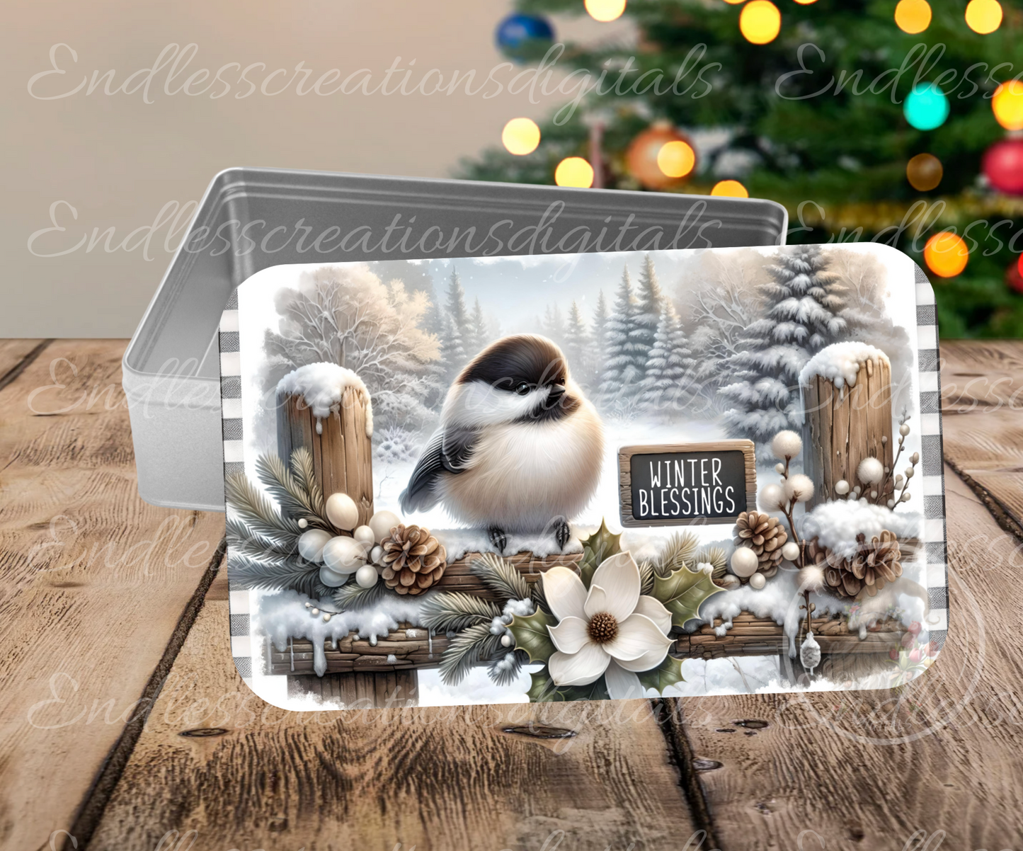 WINTER BLESSINGS CHICKADEES RECTANGLE/TINS