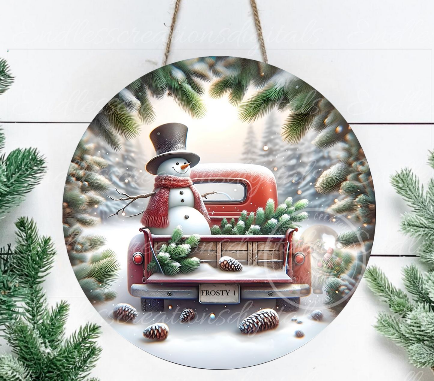 FROSTY IN RED TRUCK CLOCK DESIGN