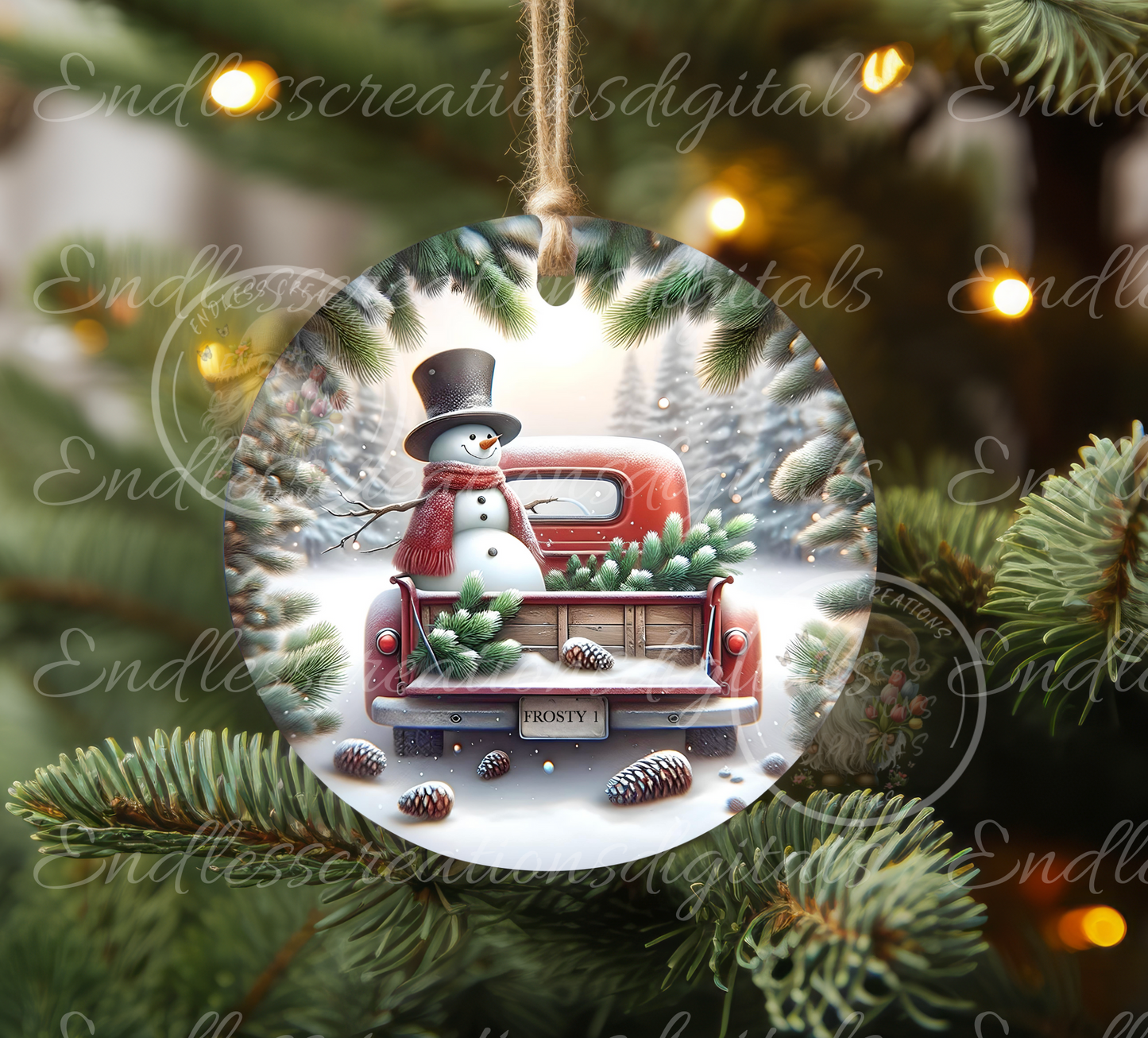 FROSTY IN RED TRUCK CLOCK DESIGN