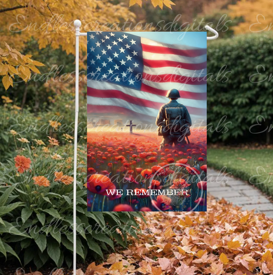 WE REMEMBER GARDEN FLAG