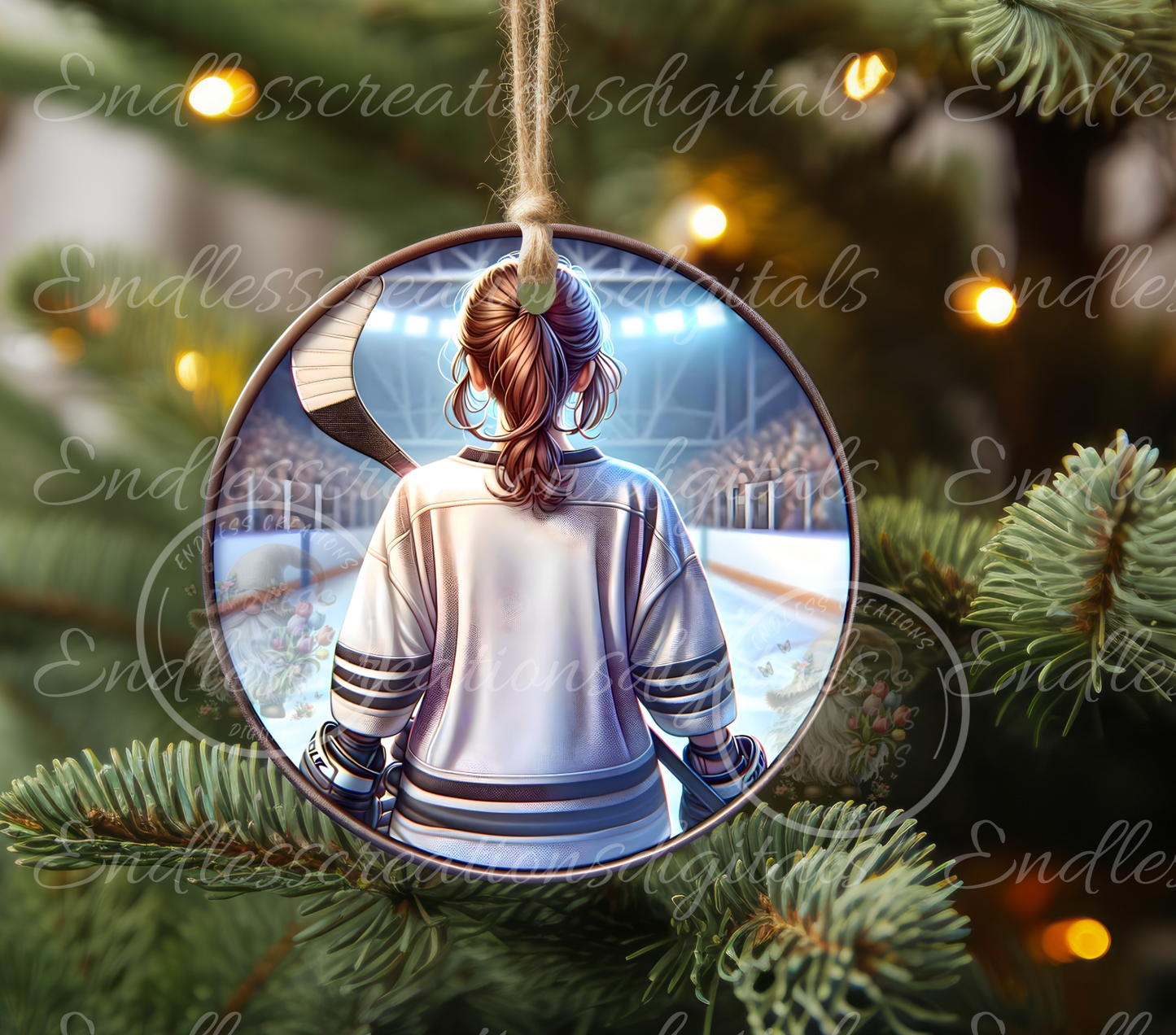 GIRL HOCKEY PLAYER ORNAMENT/GIFT TAG