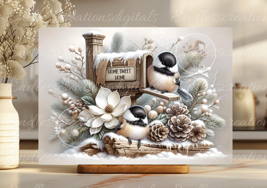 HOME TWEET HOME WINTER CHICKADEES RECTANGLE/TINS