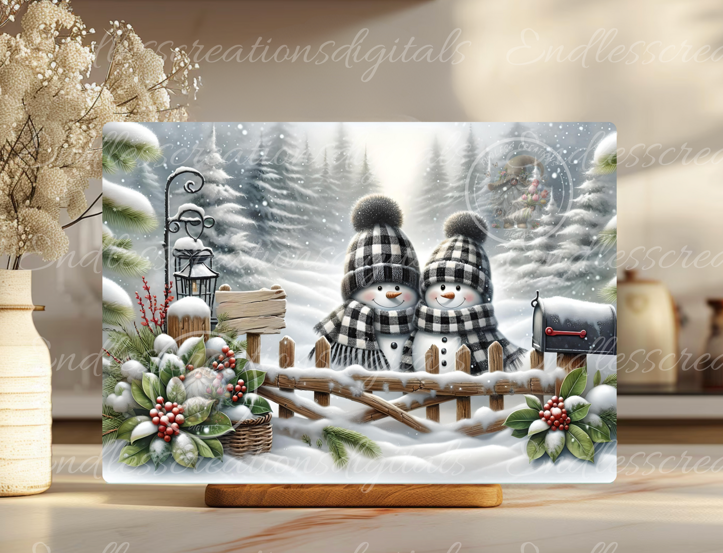 SNOWMAN COUPLE RECTANGLE/TINS