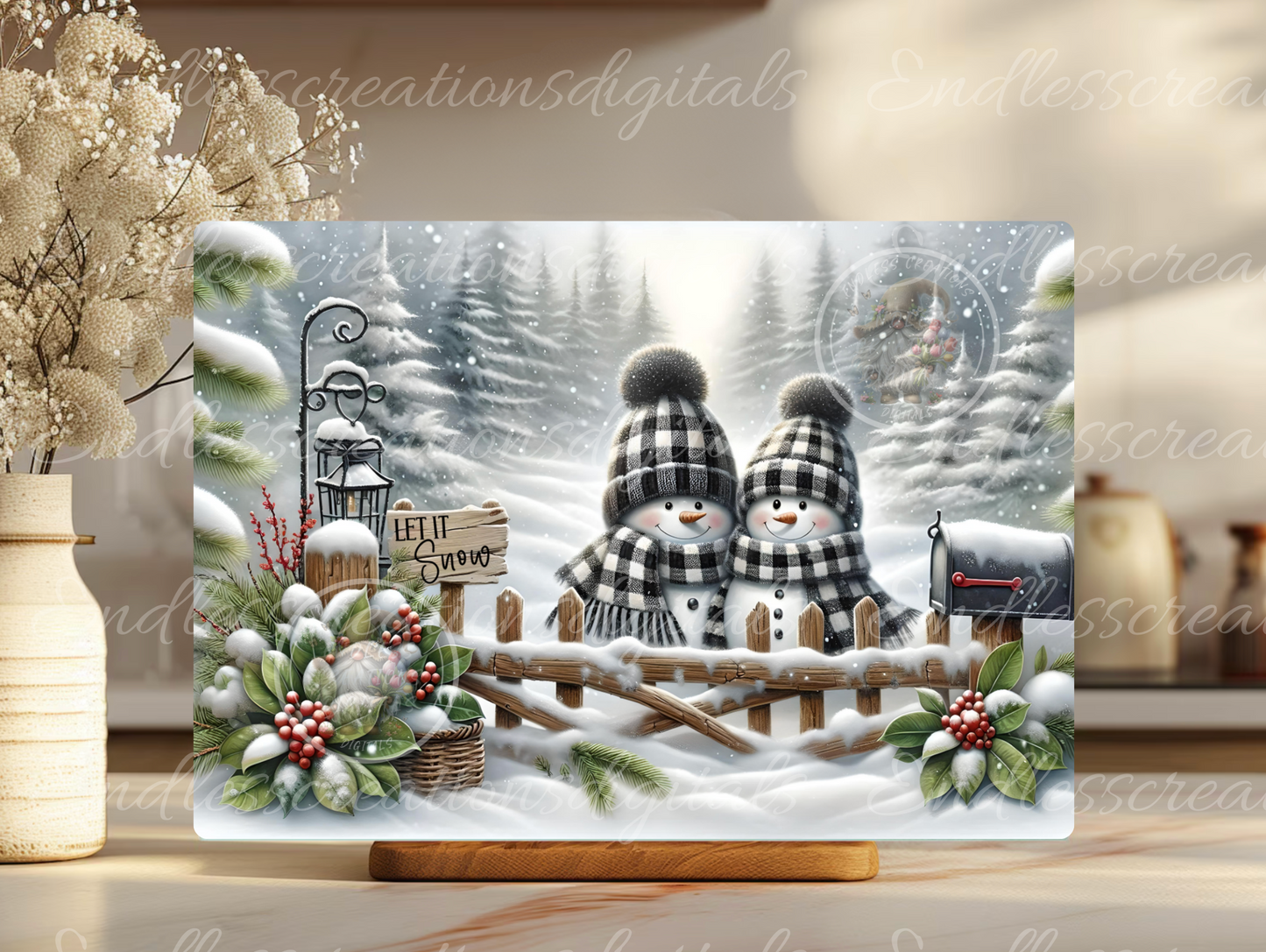 SNOWMAN COUPLE RECTANGLE/TINS